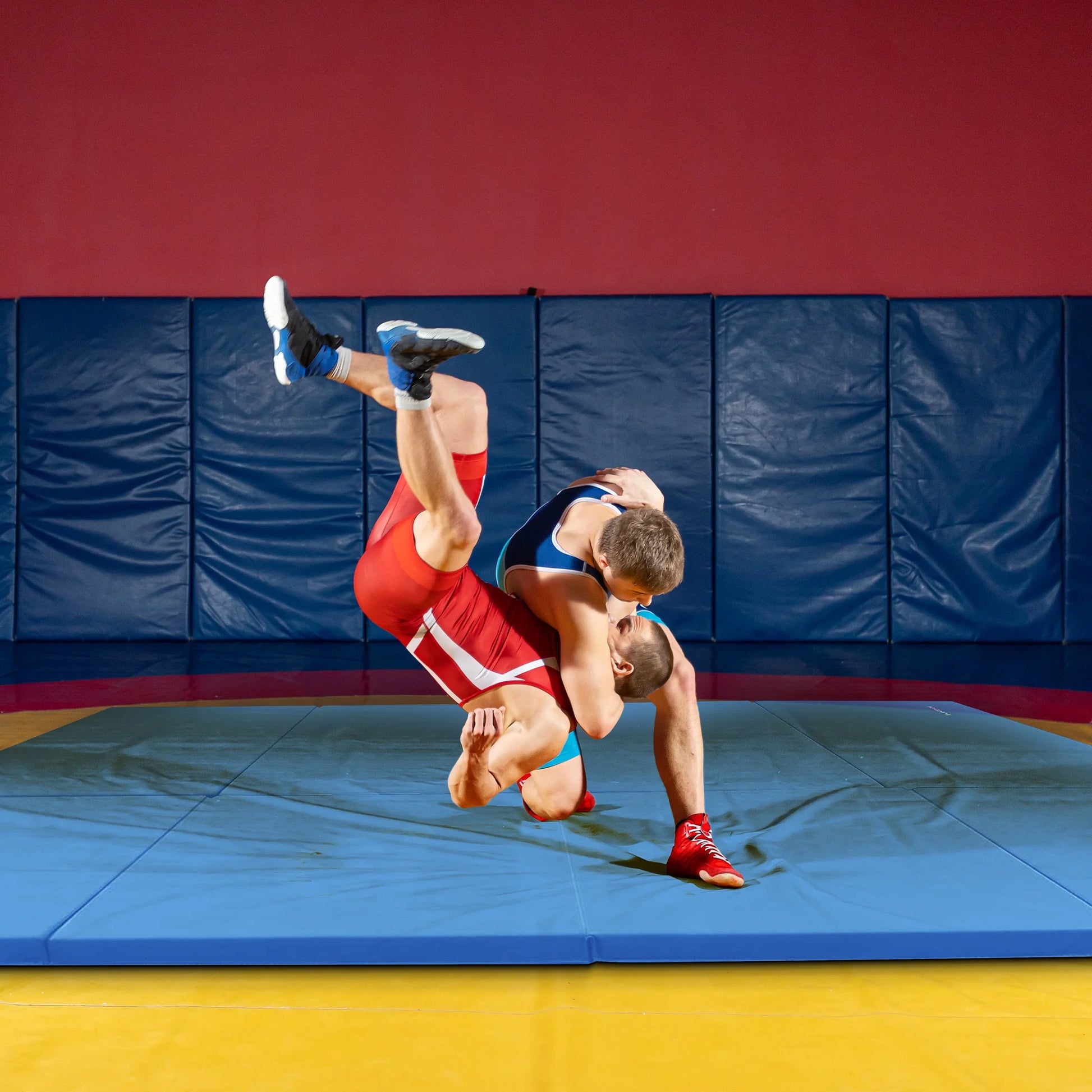 10Ft X 4Ft X 2In 4-Panel All-Purpose Folding Gymnastics Mat, Blue