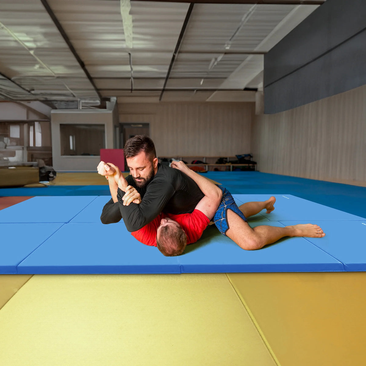 10Ft X 4Ft X 2In 4-Panel All-Purpose Folding Gymnastics Mat, Blue