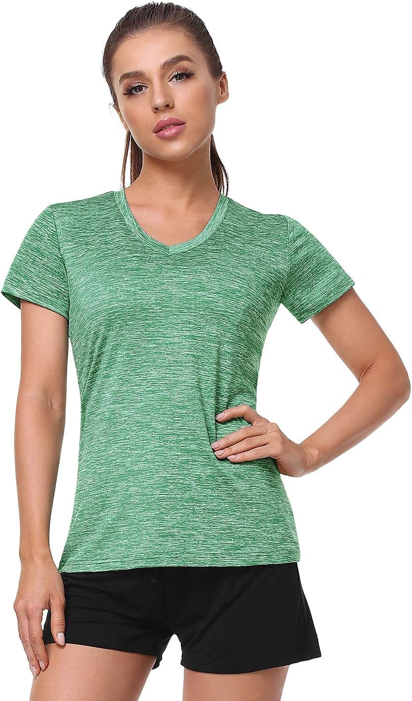 5-Pack Women'S Short Sleeve Dry Fit T-Shirt Moisture Wicking V-Neck Tee | Exercise Yoga Tees,Quick Dry Tops for Workout,Gym