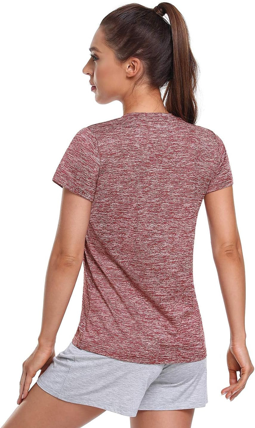 5-Pack Women'S Short Sleeve Dry Fit T-Shirt Moisture Wicking V-Neck Tee | Exercise Yoga Tees,Quick Dry Tops for Workout,Gym
